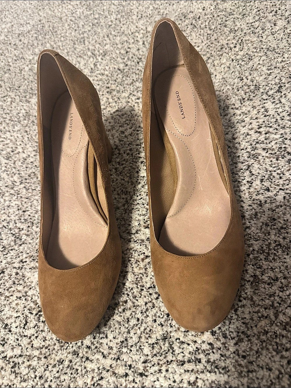 Lands' End V3844/F4088 Brown Suede Heels US 10B